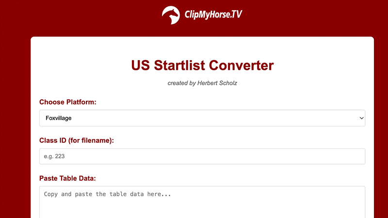 US Startlist Converter